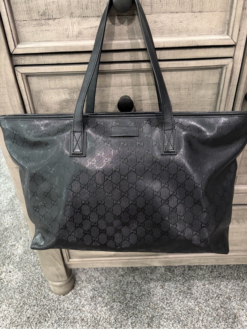 GUCCI GG IMPRIME BLACK TOTE BAG - Picture 5 of 10